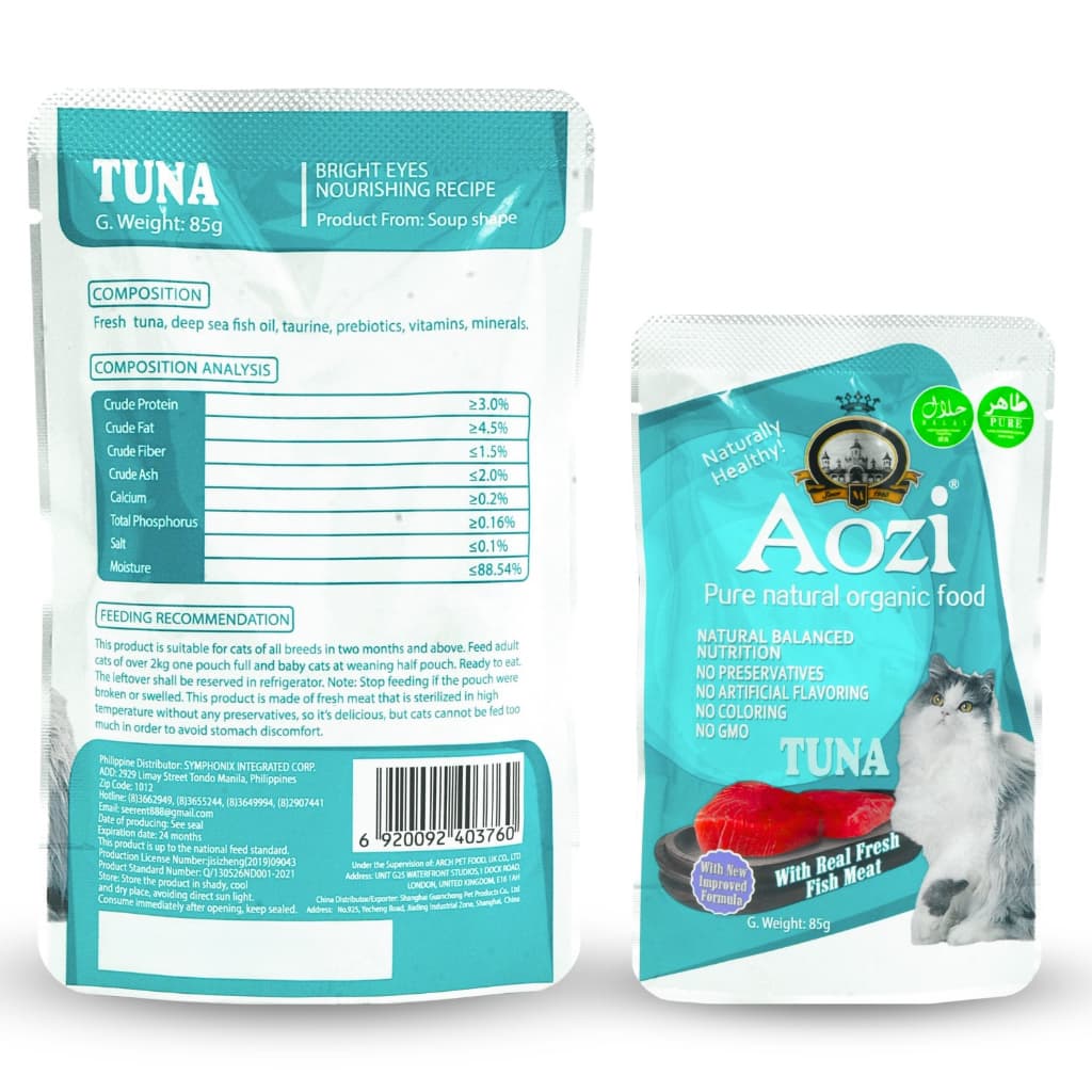 Aozi Organic Wet Cat Food in Pouch 85g for Adult/Kitten - Pouch Tuna variant