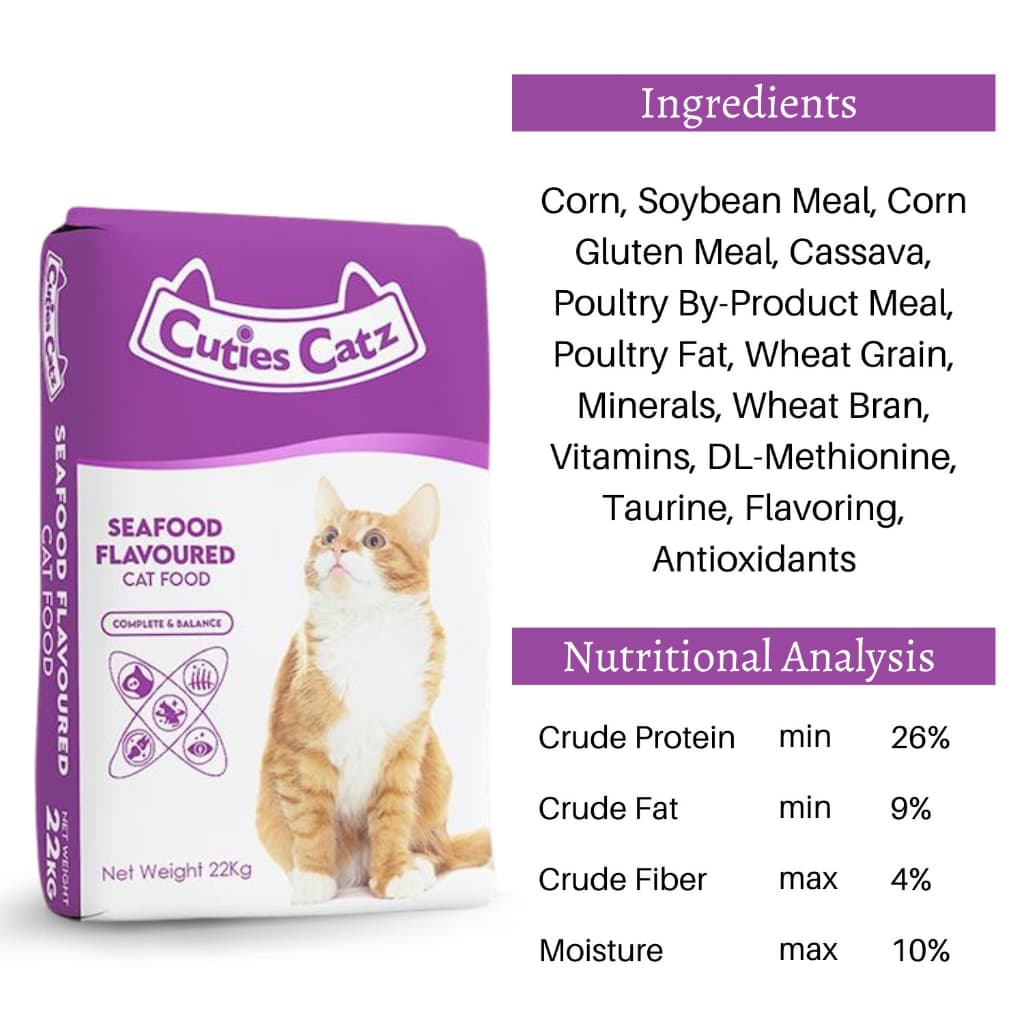 Cuties Catz 22kg Original Packaging Dry Cat Food for Adult/Kitten - Seafood variant