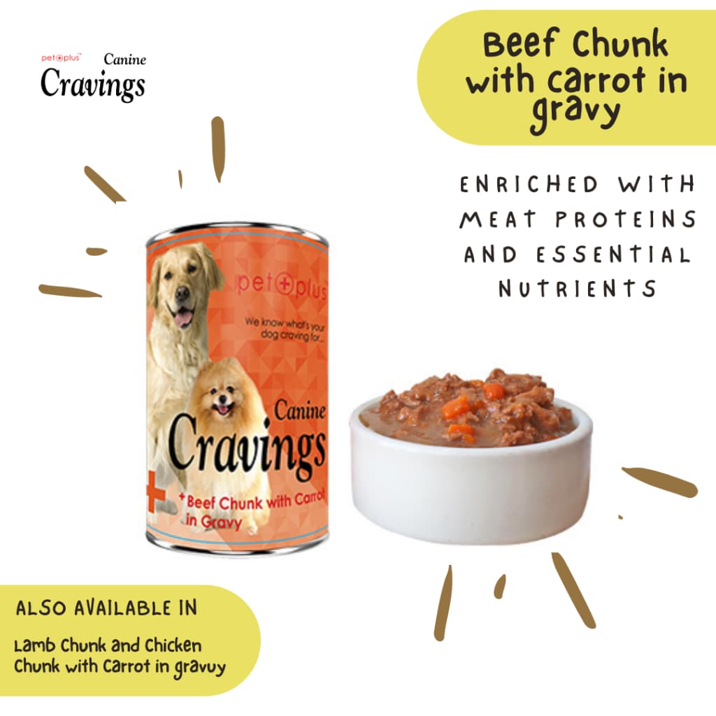 Canine Cravings Wet Dog Food for Adult/Puppy 400g Can - Gravy BeefCarrot variant