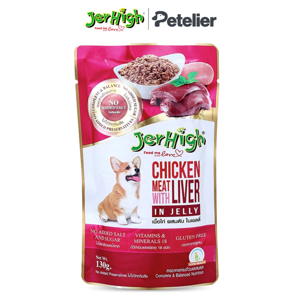 Jerhigh Chicken Meat in Jelly 130g Wet Dog Food - Chicken w/ Liver variant