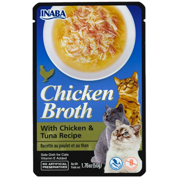 Inaba Cat Side Dish Chicken/Tuna Ciao Broth/Stew/Jelly Wet Treat/Topper w/ Vitamin E, Grain-Free - BrothChixTuna U822 variant