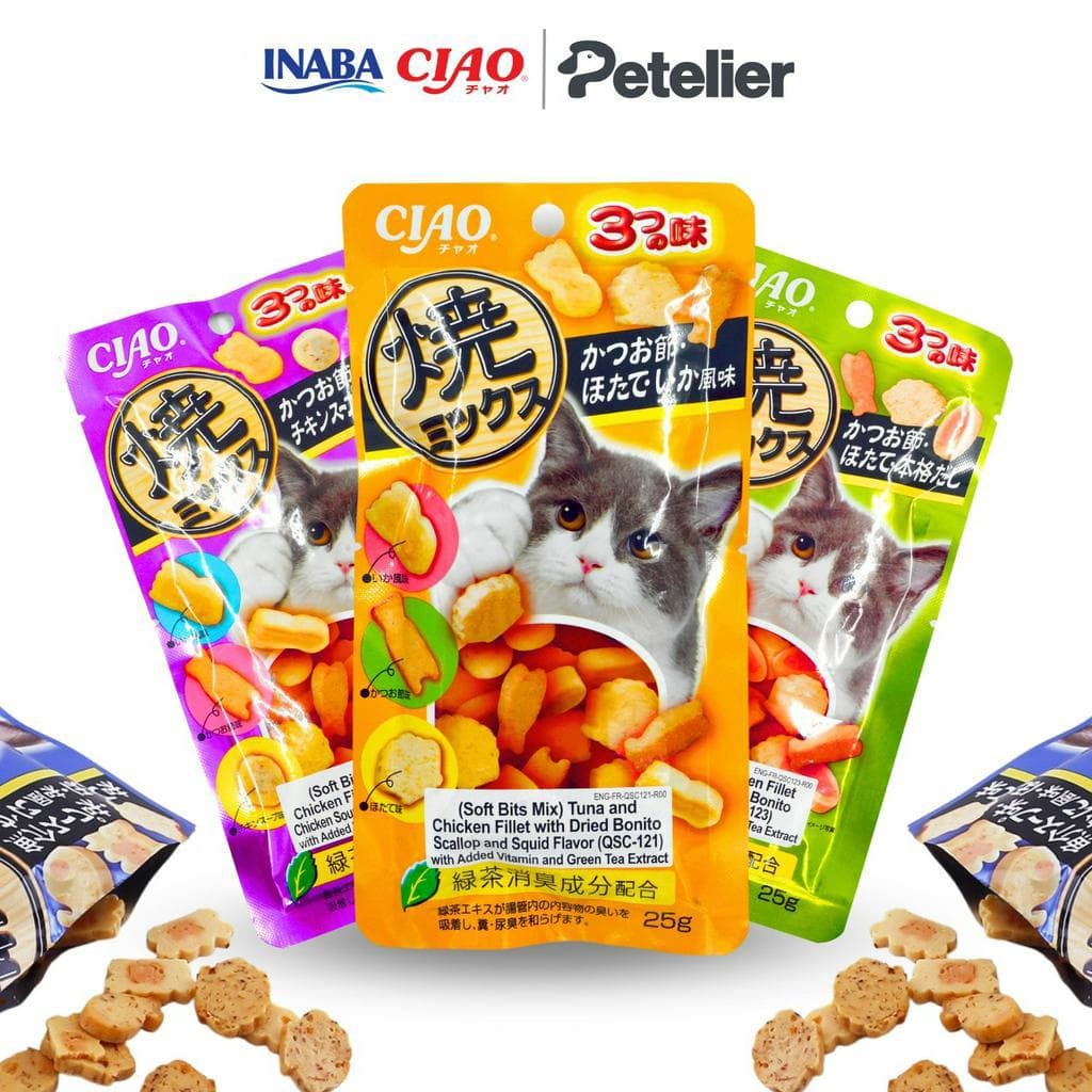 Inaba Soft Bits Mix Chewy Cat Treats Chicken and Tuna Fillet 25g Pouch Ciao