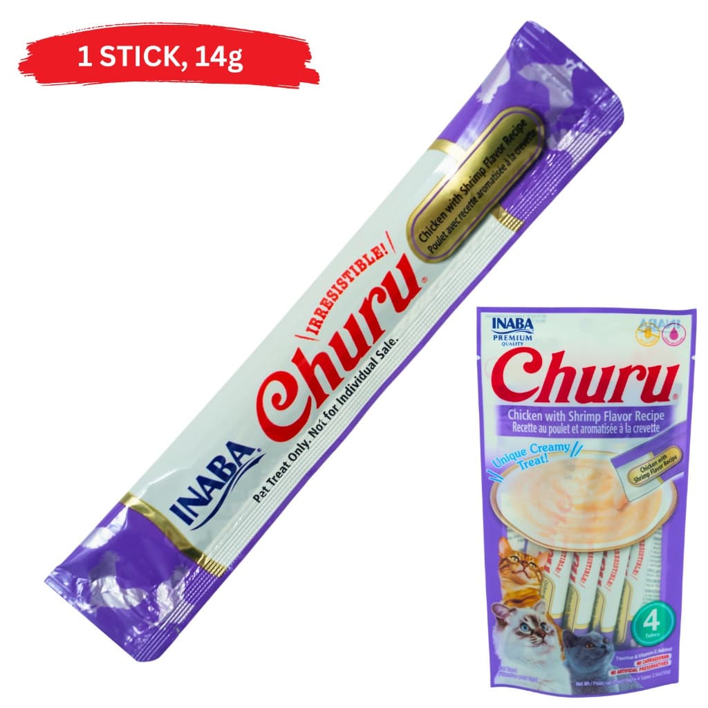 Inaba Ciao Churu Wet Cat Treats (1 stick) Grain-Free Creamy  Apetito - ChixShrimp USA608 variant