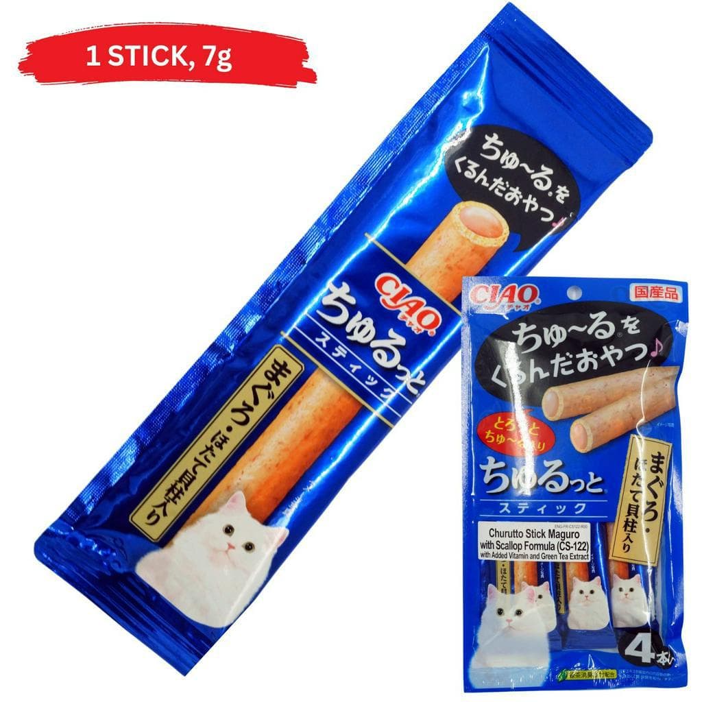 Inaba Churu Rolls Stick Cat Treats 1 Stick Ciao Grain-Free - MaguroScallop CS-122 variant