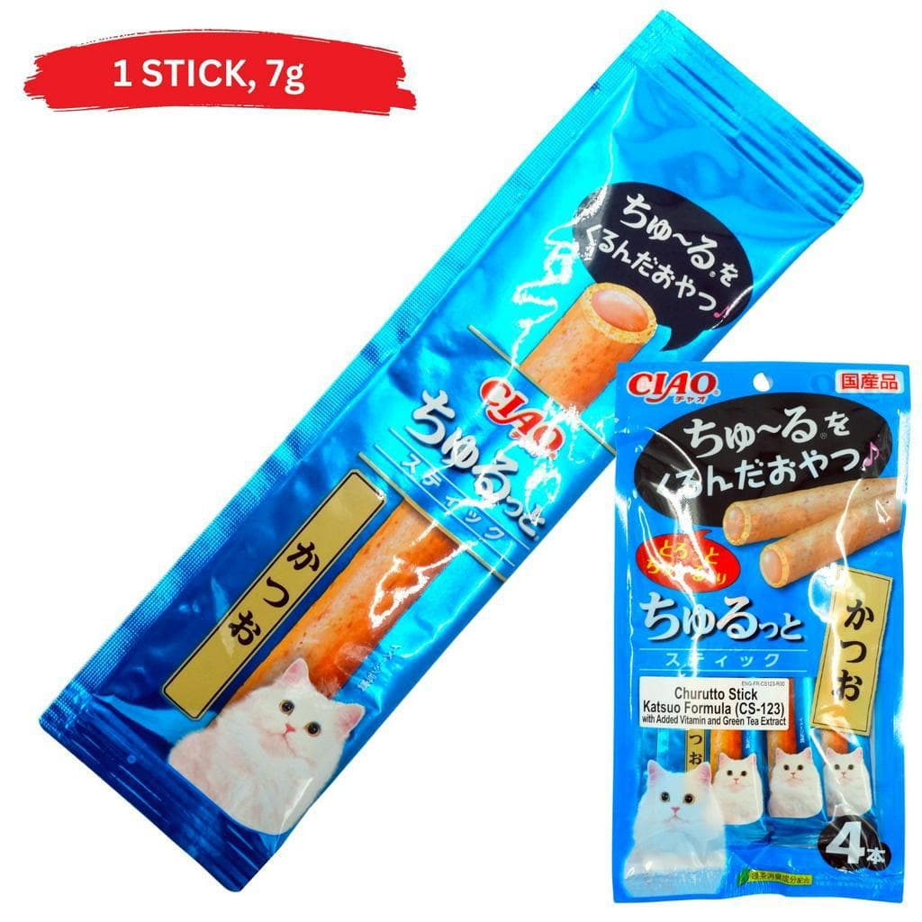 Inaba Churu Rolls Stick Cat Treats 1 Stick Ciao Grain-Free - Katsuo CS-123 variant