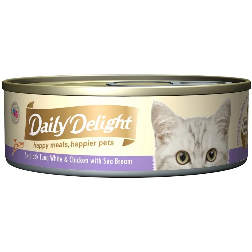 Daily Delight Pure/Jelly/Mousse Wet Cat Food in Can 80g - PURETunaChixSeaBream variant