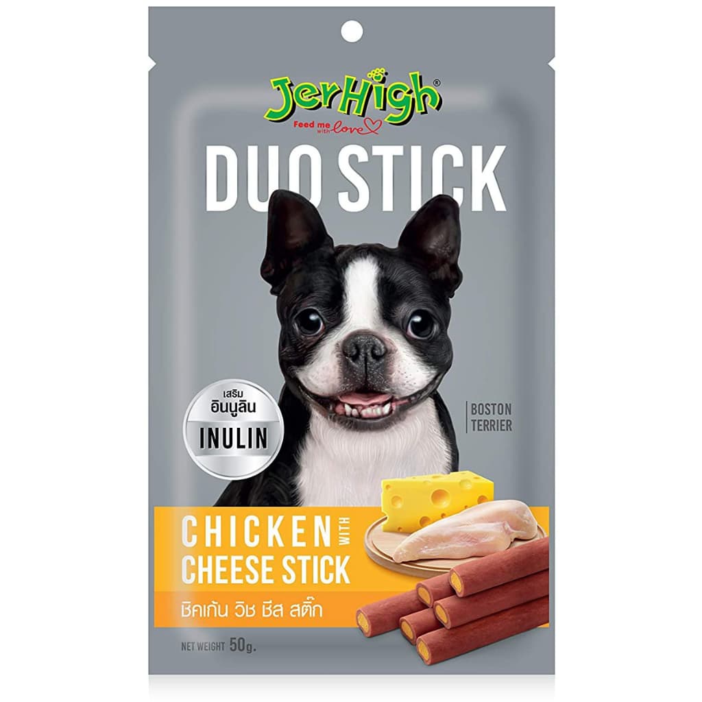 JerHigh Dog Treats for Adult/Puppy 70g, Duo 50g Dog Dental Den-T Stick Night/Morning Time Snack - Duo50g ChknChiz variant