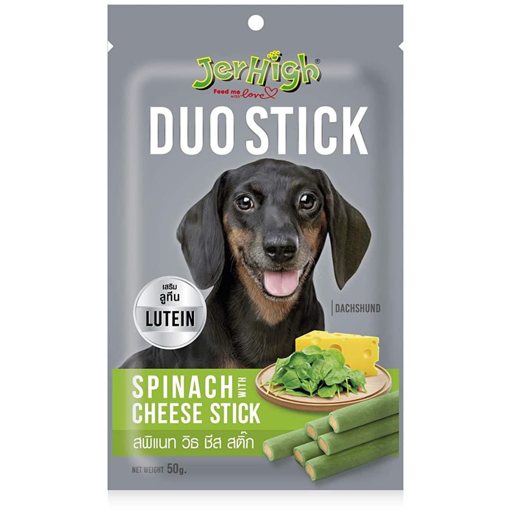 JerHigh Dog Treats for Adult/Puppy 70g, Duo 50g Dog Dental Den-T Stick Night/Morning Time Snack - Duo5g SpinachCheese variant