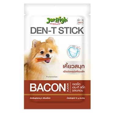 JerHigh Dog Treats for Adult/Puppy 70g, Duo 50g Dog Dental Den-T Stick Night/Morning Time Snack - DentalStix60g Bacon variant