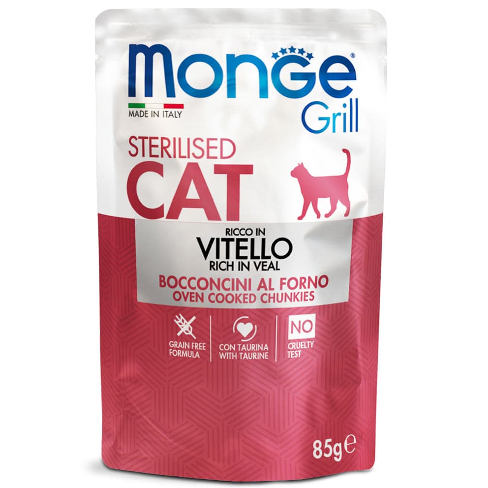 Monge Grill Jelly Wet Cat Food in 80g Can, 85g Pouch for Adult/Kitten/Senior - Pouch Veal variant
