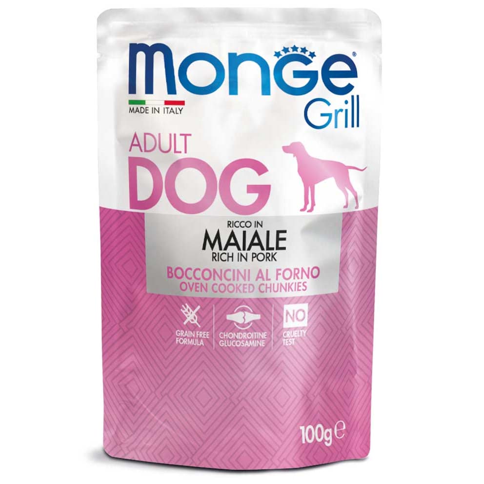 Monge Grill Wet Dog Food 100g for Adult/Puppy Pouch Grain-Free - Pork variant