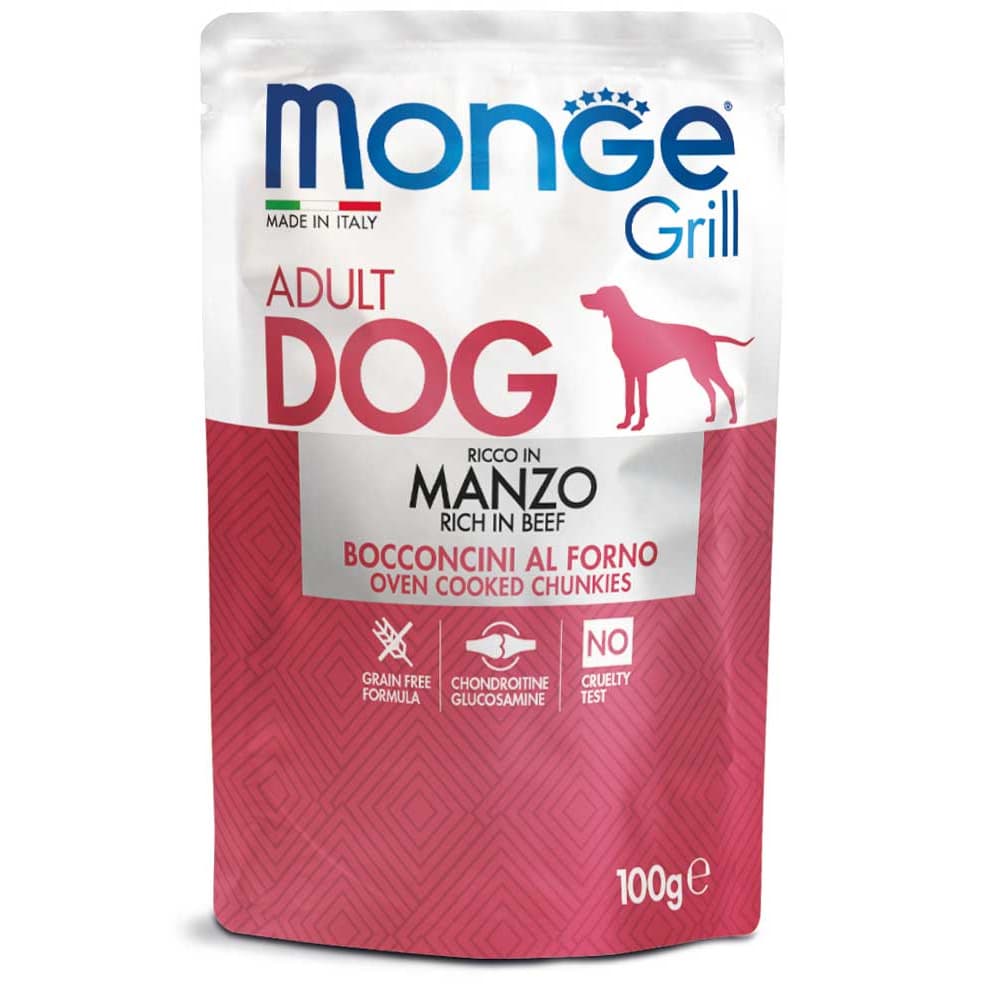 Monge Grill Wet Dog Food 100g for Adult/Puppy Pouch Grain-Free - Beef variant