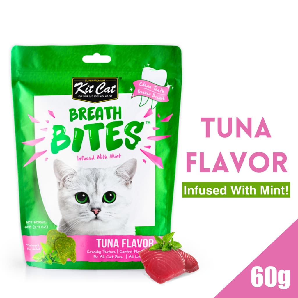 Kit Cat Treats Kitty Crunch/Breath Bites for Adult/Kitten, 60g KitCat Dental Snacks - Breath Tuna variant