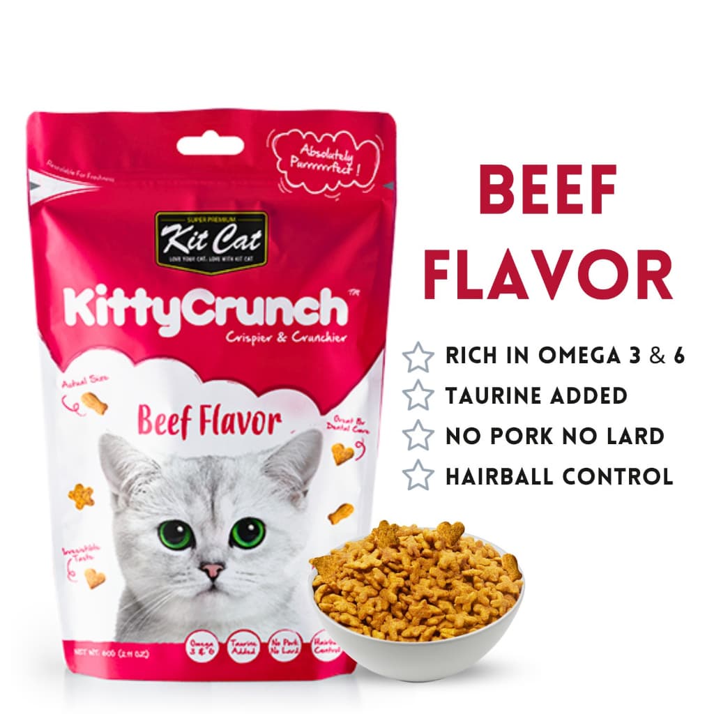 Kit Cat Treats Kitty Crunch/Breath Bites for Adult/Kitten, 60g KitCat Dental Snacks - Crunch Beef variant