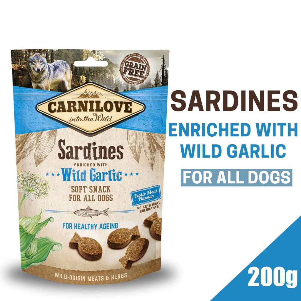 Carnilove Semi-Moist Soft Dog Treats Snacks for Adult/Puppies - Sardines Garlic variant
