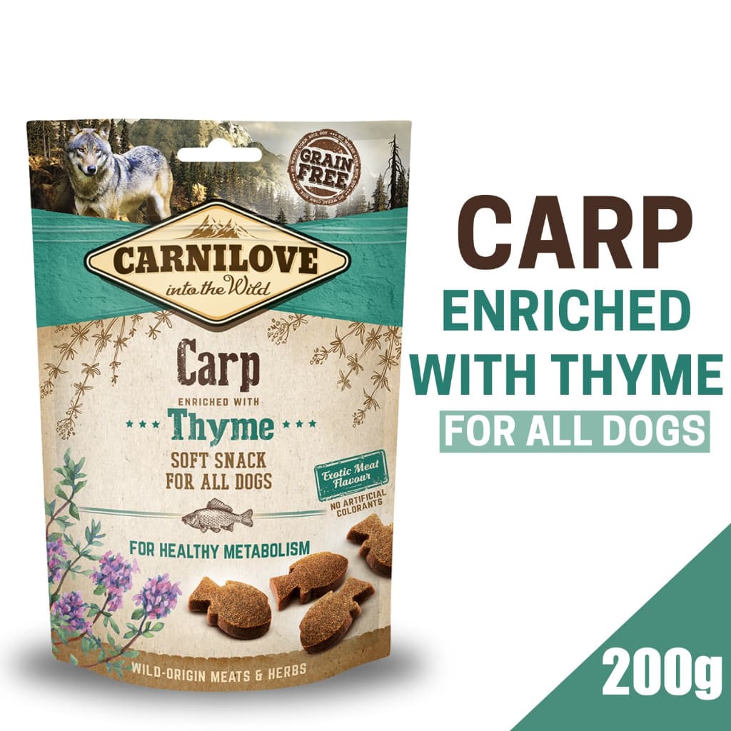 Carnilove Semi-Moist Soft Dog Treats Snacks for Adult/Puppies - Carp Thyme variant