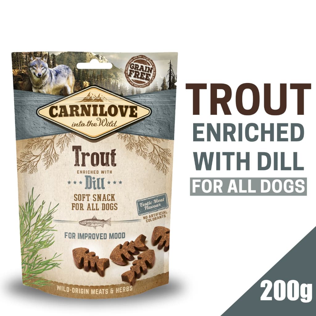 Carnilove Semi-Moist Soft Dog Treats Snacks for Adult/Puppies - Trout Dill variant