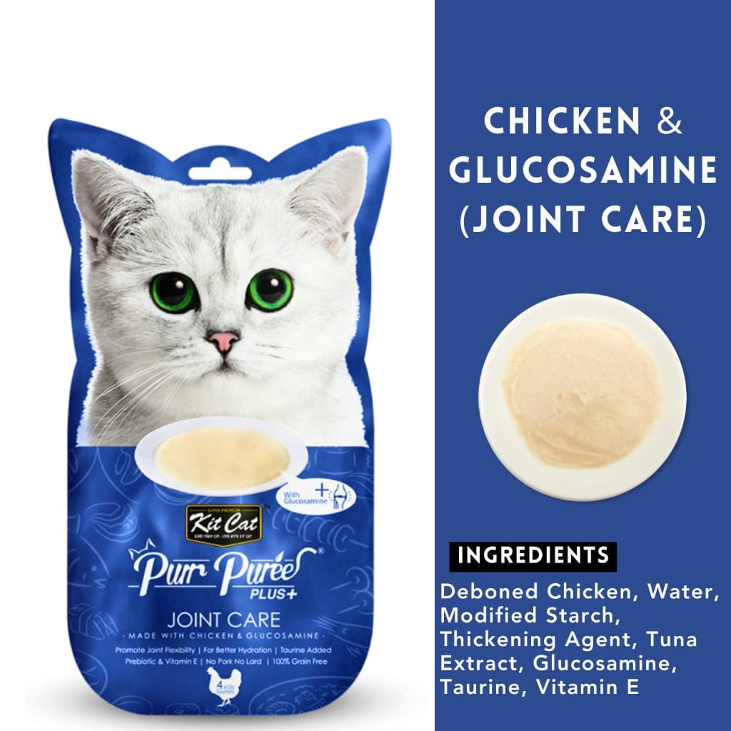 Kit Cat Purr Puree Plus Wet Cat Treats (4x15g) Grain-Free KitCat - Chkn JointCare variant