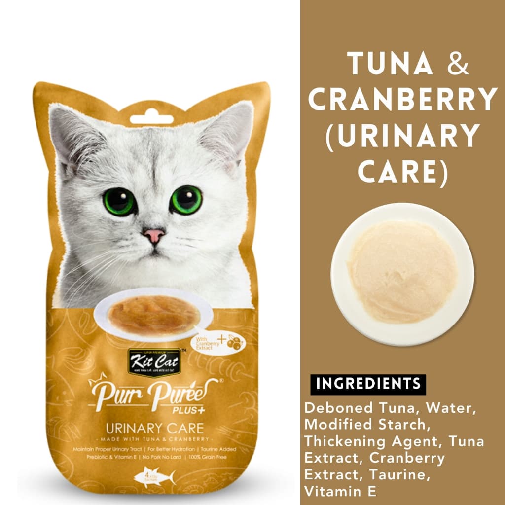 Kit Cat Purr Puree Plus Wet Cat Treats (4x15g) Grain-Free KitCat - Tuna UrinaryCare variant