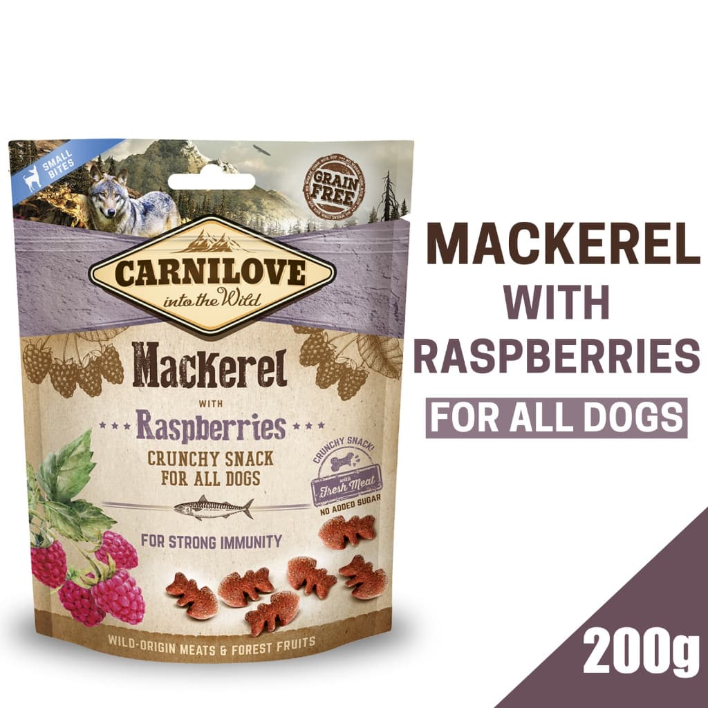 Carnilove Crunchy Dog Treats Snacks for Adult/Puppies - Mackerel Raspberry variant