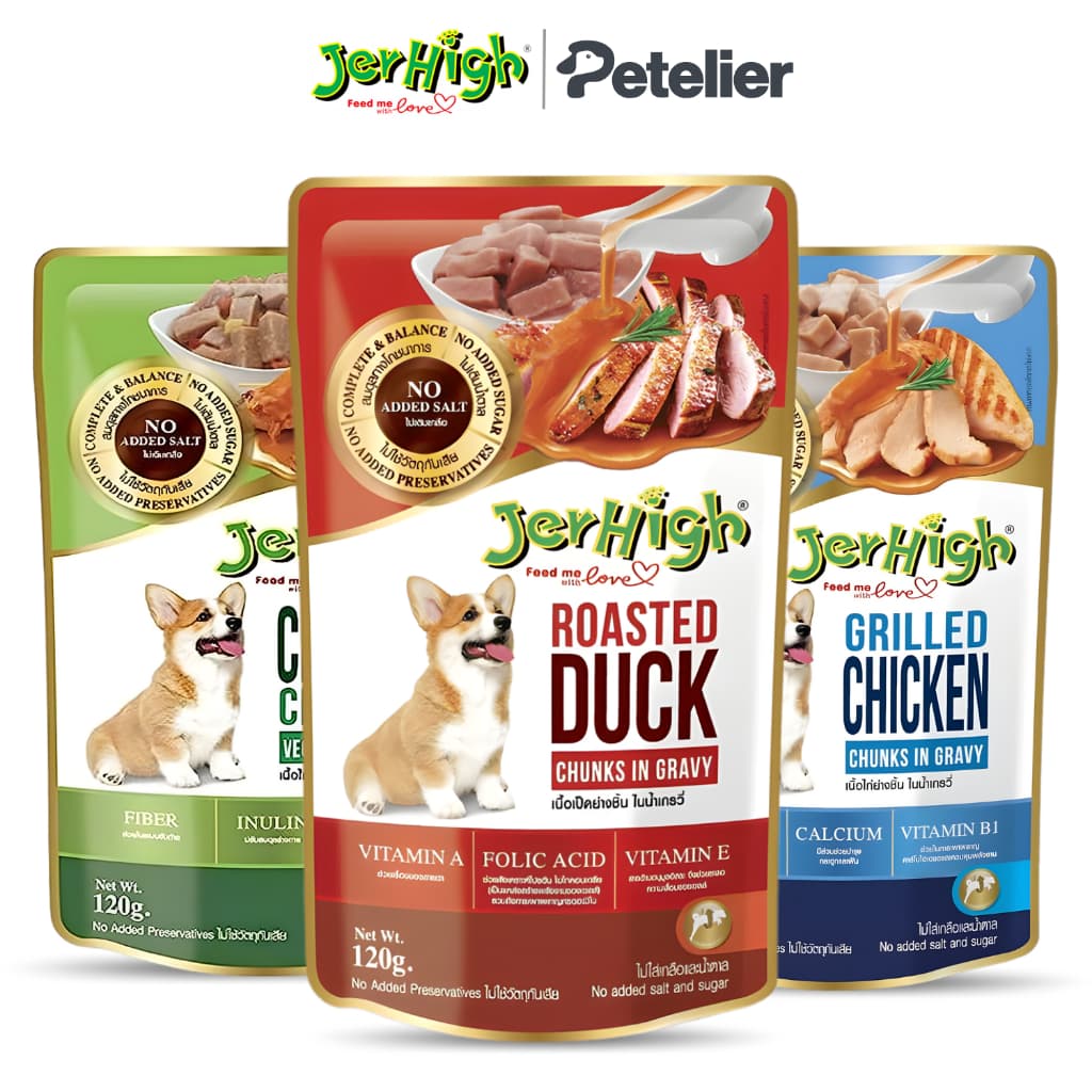 JerHigh Wet Dog Food in 120g Pouch, Gravy Adult/Puppy