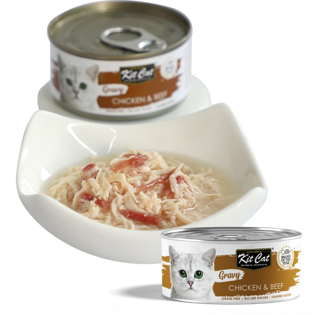 Kit Cat Wet Cat Food Gravy/Deboned Topper/Mousse/Goat Milk 80g Can Adult/Kitten KitCat Grain-Free - Gravy70g ChknBeef variant