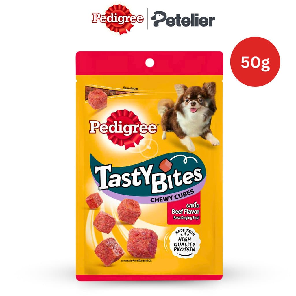 Pedigree Tasty Bites Chewy Cubes &amp; Bones / Dog Treats 50g - Beef Chewy Cubes variant