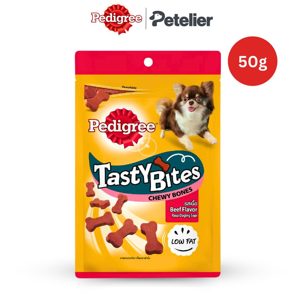 Pedigree Tasty Bites Chewy Cubes &amp; Bones / Dog Treats 50g - Beef Chewy Bones variant