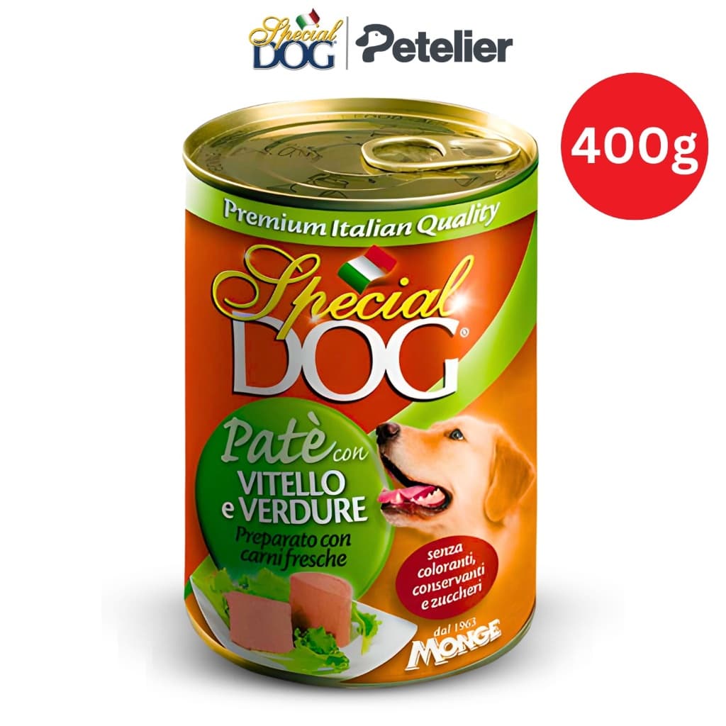 Special Dog Wet Food in 400g Can by Monge for All-Life Stages, Pate, Hypo-Allergenic - Veal Veggies variant