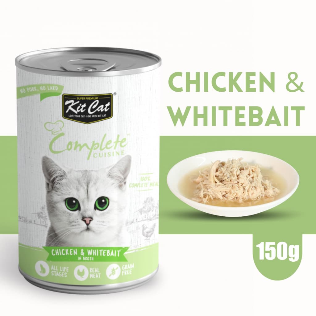 Kit Cat Complete 150g Wet Cat Food in Broth for Fussy Eaters Grain-Free - Chicken Whitebait variant