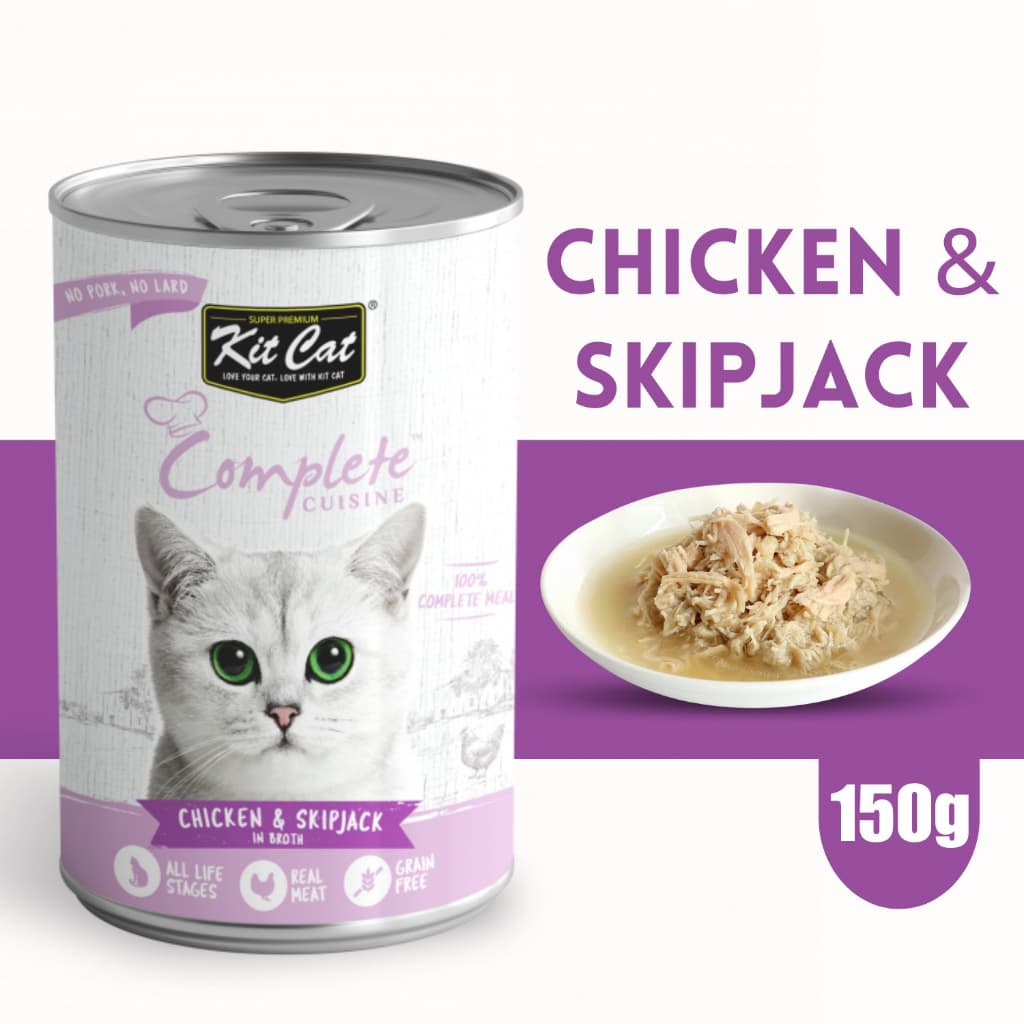 Kit Cat Complete 150g Wet Cat Food in Broth for Fussy Eaters Grain-Free - Chicken Skipjack variant
