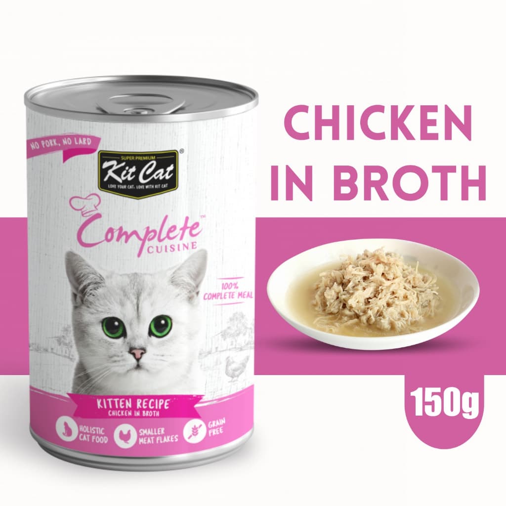 Kit Cat Complete 150g Wet Cat Food in Broth for Fussy Eaters Grain-Free - Chicken Kitten variant