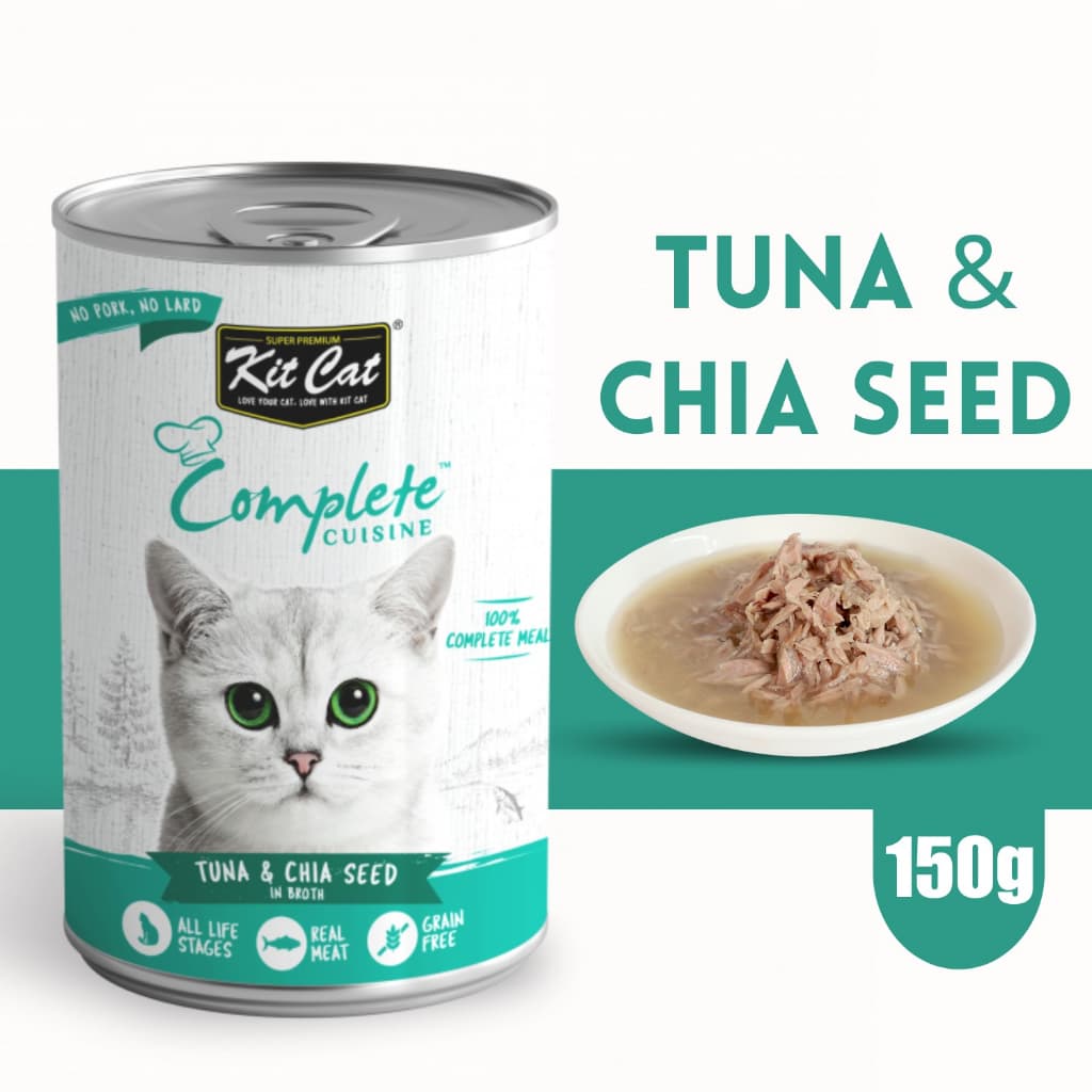 Kit Cat Complete 150g Wet Cat Food in Broth for Fussy Eaters Grain-Free - Tuna Chia Seed variant