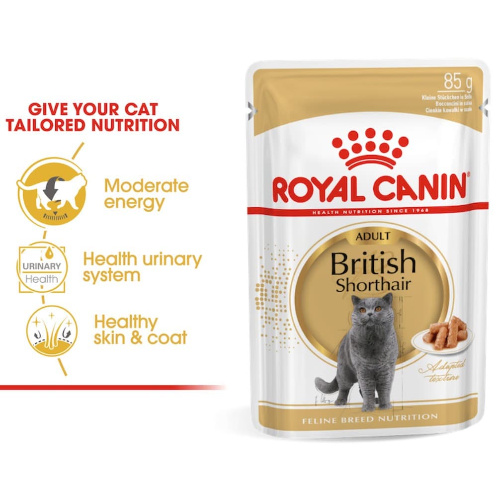 Royal Canin Wet Cat Food 85g Intense Beauty/Urinary/Hairball Care/Insintctive/Kitten Pouch - Pouch BritShorthair variant