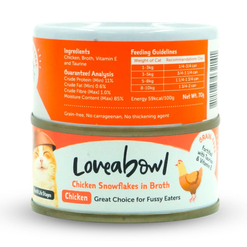 Loveabowl Wet Cat Food, Grain-Free Tuna &amp; Chicken For Fussy Eaters In Broth 70g Can - Chicken variant